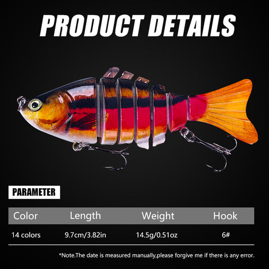Hmwy-3.9 In / 0.6 Oz Fishing Lures For Bass Trout 6-segment Hard