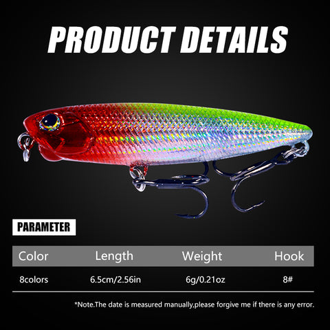 6.5CM 5.5G Topwater Pencil Lure Hengjia fishing gear Shop the latest styles  and discover new trends