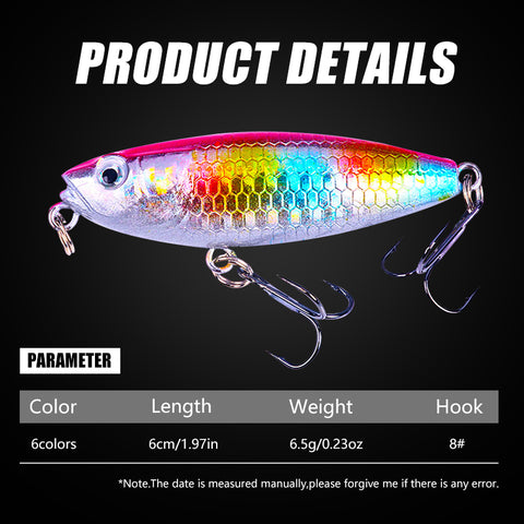 4CM 3.2G Popper Lure 3D Technology Printing Hard Plastic Lures