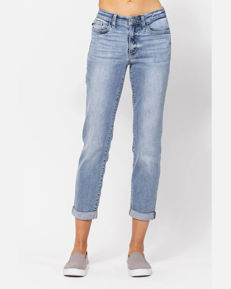 Bleach Wash Boyfriend Jeans-Jeans-Judy Blue-0 (24)-Light Wash-cmglovesyou