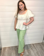 High Waisted Twill Pants-Pants-Easel-Small-Sage-cmglovesyou