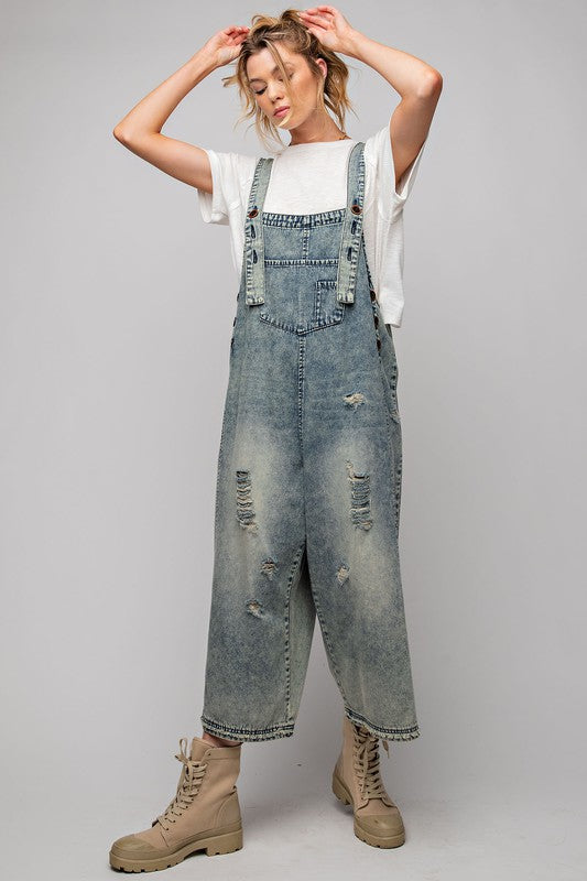 Washed Denim Overalls-overalls-Easel-Small-Vintage-cmglovesyou