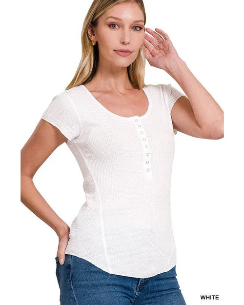 Baby Waffle Top-Tops-Zenana-Small-White-cmglovesyou