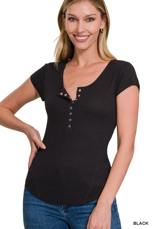 Baby Waffle Top-Tops-Zenana-Small-Black-cmglovesyou