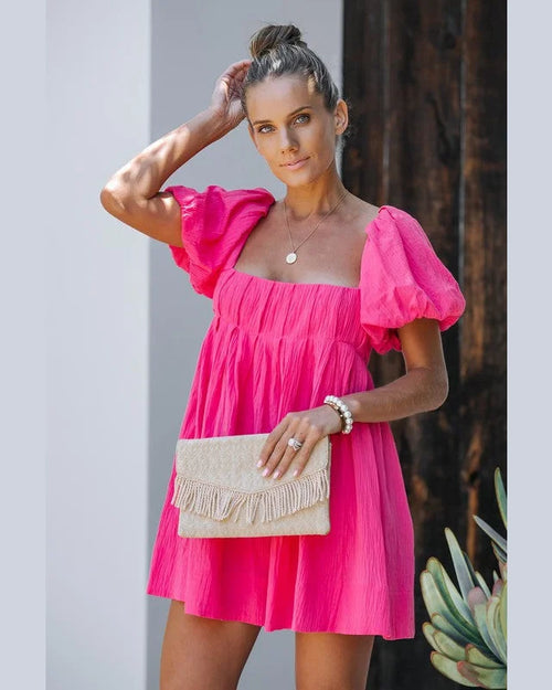 Tiered One Shoulder Babydoll Dress Inspired Wings Fashion