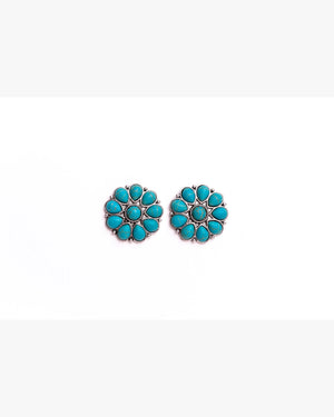 Turquoise Stud Flower Earrings - Inspired Wings Fashion