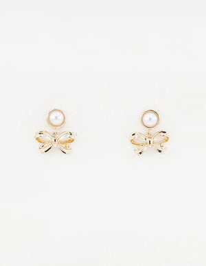 Pearl Stud Bow Earrings - Inspired Wings Fashion
