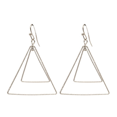 Double Layered Triangle Earrings-Earrings-What's Hot Jewelry-Silver-cmglovesyou