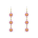 Flower and Gold Chain Earrings-Earrings-What's Hot Jewelry-Pink-cmglovesyou