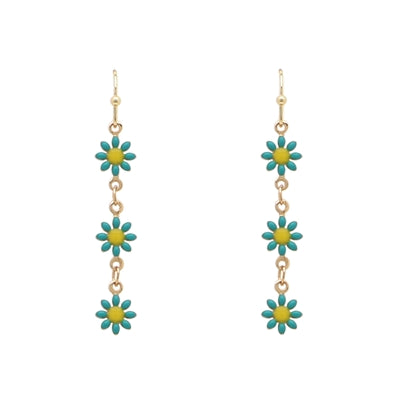 Flower and Gold Chain Earrings-Earrings-What's Hot Jewelry-Teal-cmglovesyou