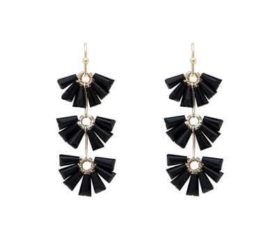 Crystal Three Drop Earrings-Earrings-What's Hot Jewelry-Black-cmglovesyou