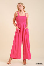 Sleeveless Smocked Jumpsuit-Jumpsuit-Umgee-Small-Hot Pink-cmglovesyou