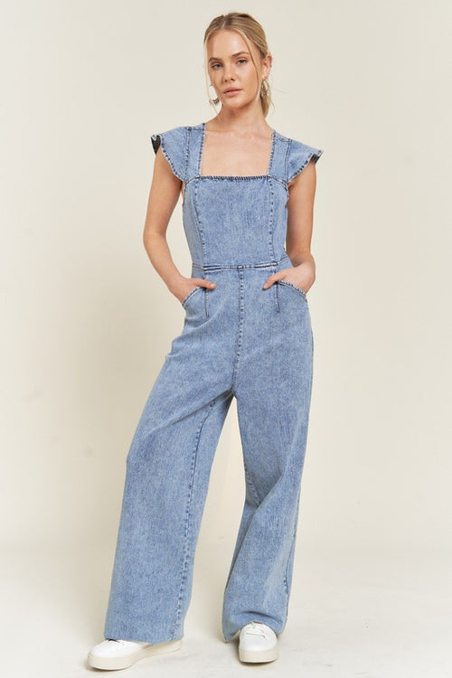 Cut Out Denim Jumpsuit – Inspired Wings Fashion