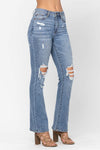 Stone Washed Destroyed Bootcut Jeans-Pants-Judy Blue-0-Medium Wash-cmglovesyou