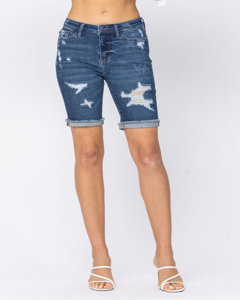 Destroyed Bermuda Shorts-bottoms-Judy Blue-Small-cmglovesyou