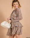 Flower Print Smoked Waist Dress-Dresses-Kori America-Small-Camel Mix-cmglovesyou