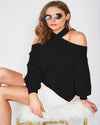 Cold Shoulder Sweater Top-Sweaters-Vine & Love-S-Black-cmglovesyou