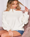 Cold Shoulder Sweater Top-Sweaters-Vine & Love-S-Off White-cmglovesyou