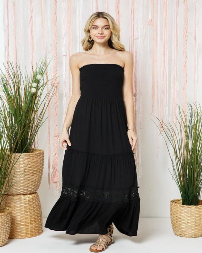 Strapless Tiered Maxi Dress-Dresses-Cozy Co.-Small-Black-Inspired Wings Fashion