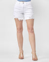 Distressed Mid Thigh Shorts-bottoms-Risen Jeans-Small-White-cmglovesyou