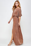 Metallic Pleated Dress-Dresses-See and Be Seen-Small-Bronze/Gold-cmglovesyou