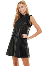 Faux Leather High Neck Dress-Dresses-Pretty Follies-Small-Black-cmglovesyou