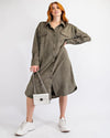 Faux Suede Button Down Shirt-Dresses-Easel-Small-Faded Olive-cmglovesyou