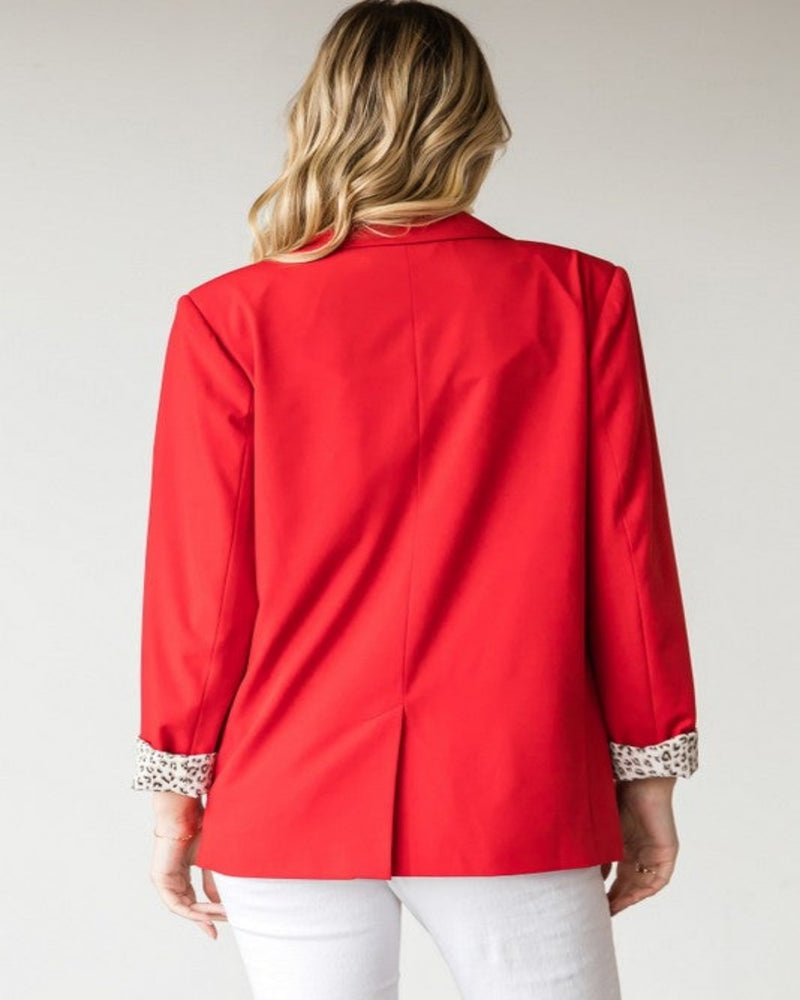 Contrast Cuffs Blazer-Jacket-Jodifl-Small-Red-cmglovesyou