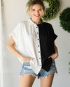 Color Block Button-Up Top-Tops-Jodifl-Small-White/Black-cmglovesyou