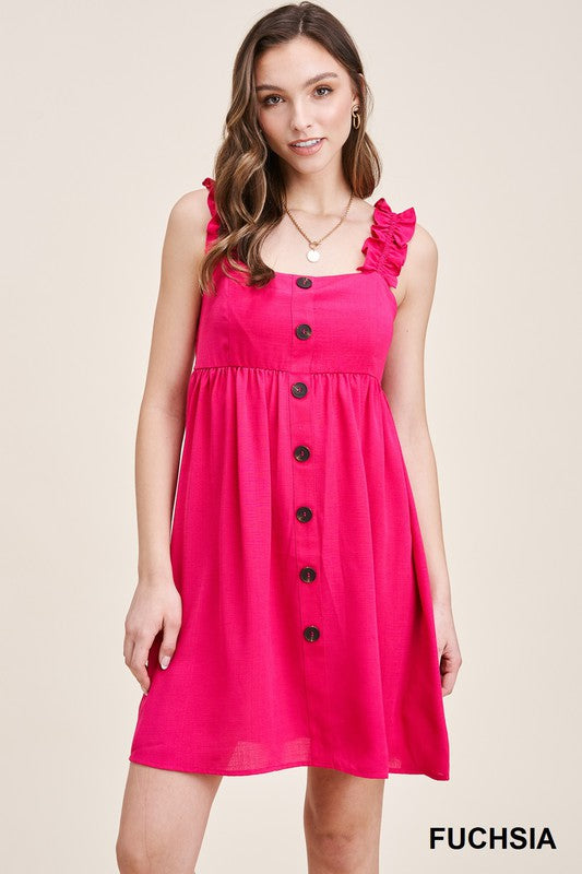 Solid Smocked Back Dress-Dresses-Staccato-Small-Fuchsia-cmglovesyou