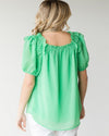 Ruffled Square Neck bubble Sleeves Top-Tops-Jodifl-Small-Green-cmglovesyou