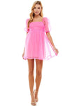Organza Baby Doll Dress-Dresses-Pretty Follies-Small-Barbie Pink-cmglovesyou
