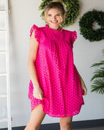 Solid Eyelet Dress-Dresses-Jodifl-Small-Hot Pink-cmglovesyou