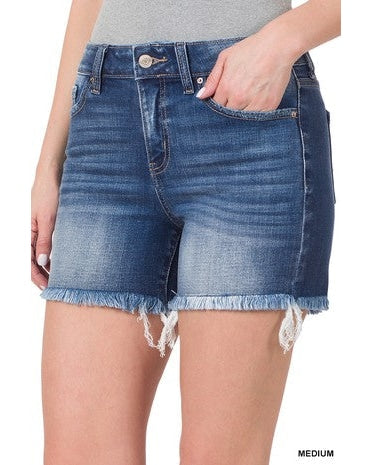 Mid Rise Denim Shorts-Zenana-Small-Denim-cmglovesyou