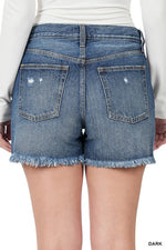 Distressed Denim Shorts-Shorts-Zenana-Small-Light Denim-cmglovesyou