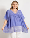 Short Sleeves Boxy Woven Top-Shirts & Tops-Easel-Small-Paris Blue-cmglovesyou