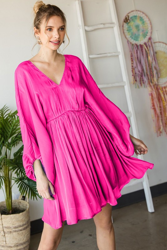 Dolman Dress-cmglovesyou-Small-Hot Pink-cmglovesyou
