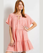 Mineral Washed Gauze Dress-dress-Easel-Small-Coral-cmglovesyou