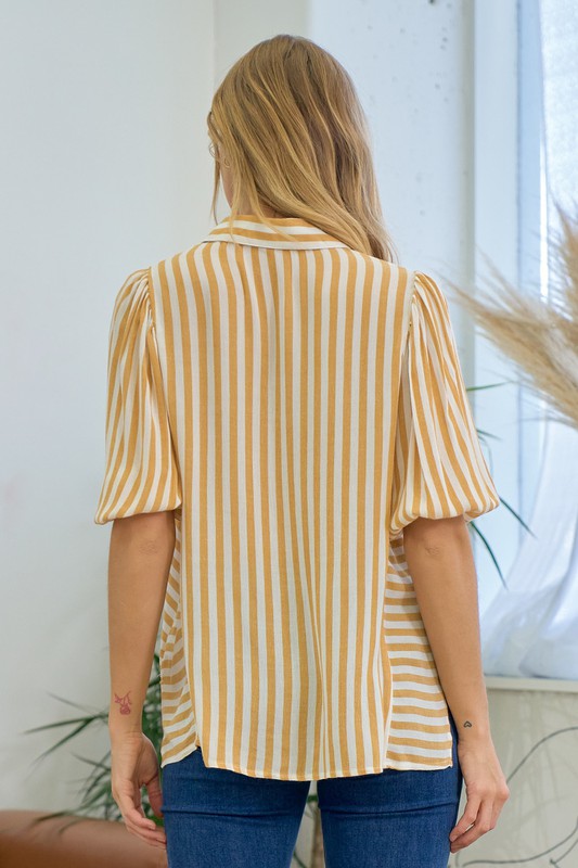 Button Down Stripe Top-Shirts & Tops-Doe & Rae-Denim-Small-cmglovesyou