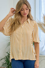 Button Down Stripe Top-Shirts & Tops-Doe & Rae-Sunflower-Small-cmglovesyou