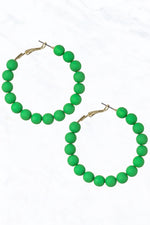 Beaded Hoop Earring-Earrings-Suzie Q USA-Green-cmglovesyou