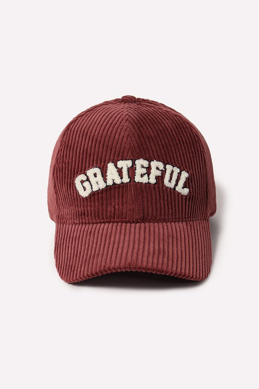 Grateful Chenille Corduroy Baseball Cap-David & Young-Burgandy-cmglovesyou