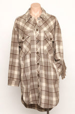Fringe Oversize Plaid Flannel Shacket-Coats & Jackets-Fantastic Fawn-Small-Mocha-cmglovesyou