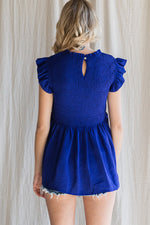 Solid Ruffled Sleeve Top-Shirts & Tops-Jodifl-Small-Royal-cmglovesyou