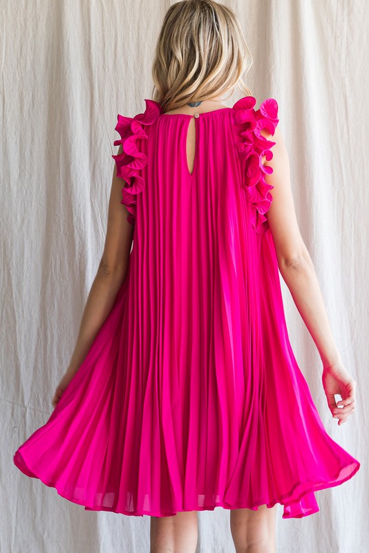 Solid Pleated Dress-Dress-Jodifl-Small-Pink-cmglovesyou