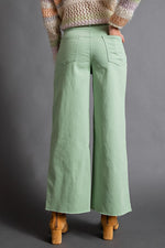 High Waisted Twill Pants-Pants-Easel-Medium-Sage-cmglovesyou