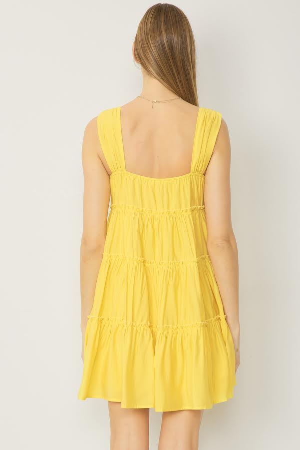 Ruffle Tiered Sun Dress-Entro-Small-Lemon-cmglovesyou