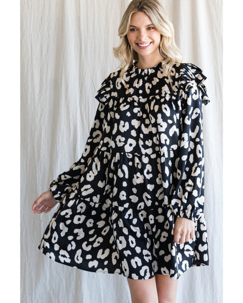 Leopard Tiered Dress-Jodifl-Small-Black-cmglovesyou