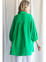 Solid Button Up Top-Tops-Jodifl-Small-Kelly Green-cmglovesyou
