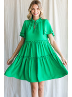 Solid Tiered Dress-Dress-Jodifl-Small-Kelly Green-cmglovesyou